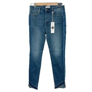 DRIFTWOOD Jackie High Rise Embroidered Side-Stripe Jeans NWT Size 28
